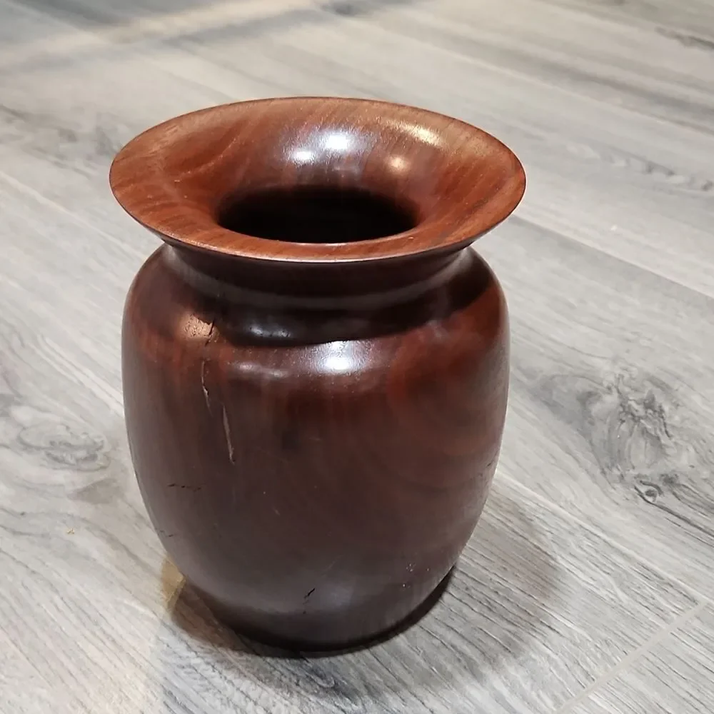 Vintage Wooden Dark Vase - Picture 1 of 6